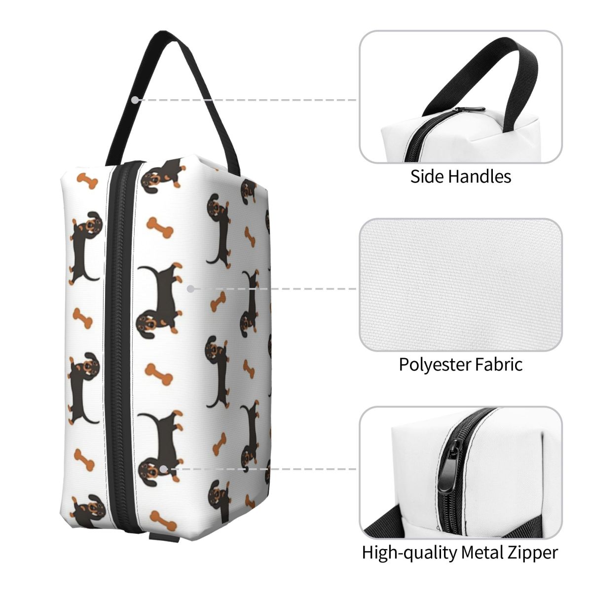 Tan Stationery & Office Supply - 黒と茶色のダックスフントソーセージ犬ペンケース学校用ペンボックス鉛筆バッグ文具用品旅行女性オーガナイザーポーチ