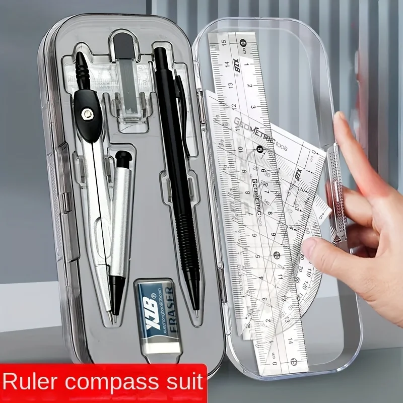 Compass Geometry Set - コンパス、定規、分度器を含む8 in 1数学幾何学キット、学校シーズンの開始に不可欠