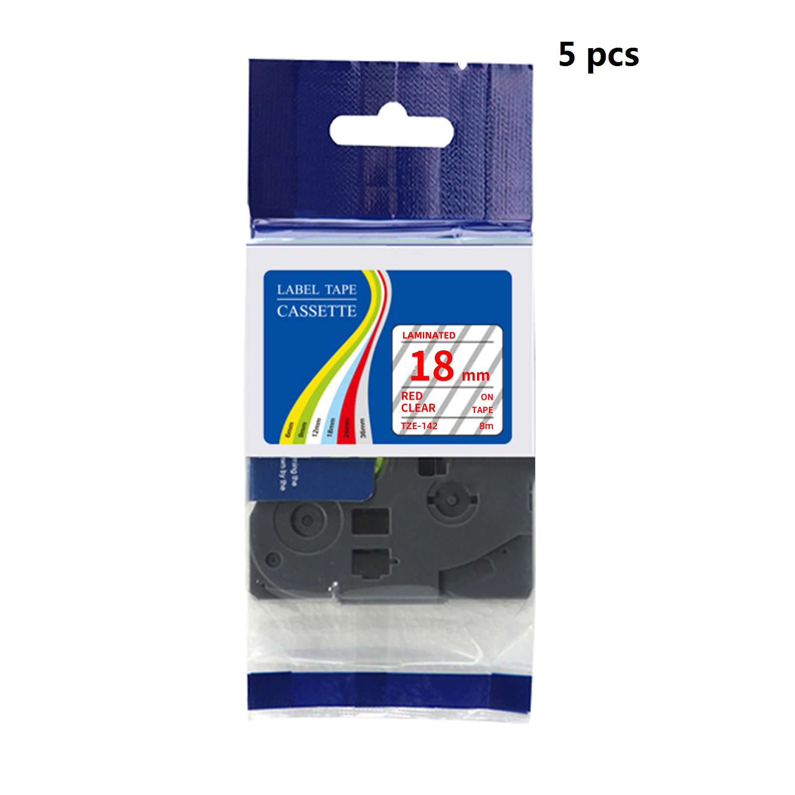 Label Printer Tape - ブラザーPタッチプリンター対応ラミネートラベルテープ5個セット 幅18mm 長さ8メートル