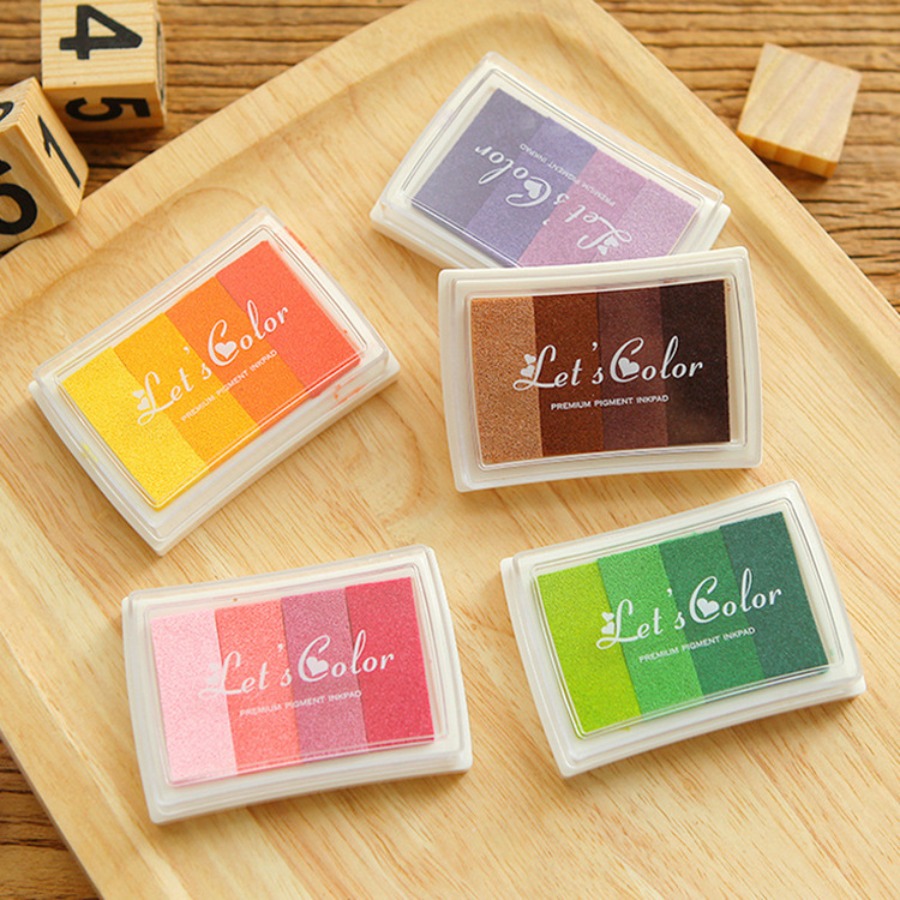 Self Inking Stamp - グラデーションカラークラフトインクパッド かわいいマルチカラースタンプインク 4色インクパッド 子供用スタンプ DIY、紙、スクラップブッキング用