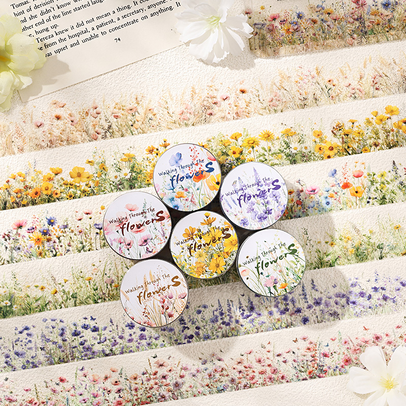 Label Printer Tape - 30 ミリメートル * 2 メートルクリエイティブ植物と花テープハンドテント DIY