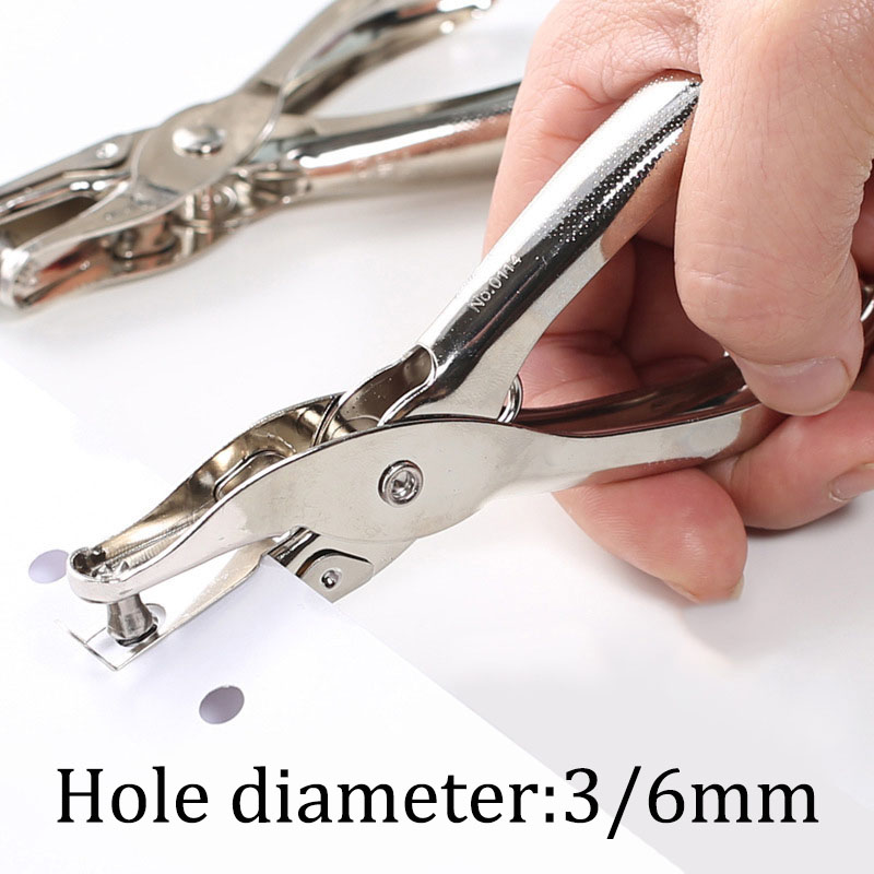 Paper Punch 3 Hole - 手持ち式金属文具丸穴径3/6mm穴あけパンチプライヤー穴あけパンチ紙穴あけパンチ箱入りシングルホールパンチ