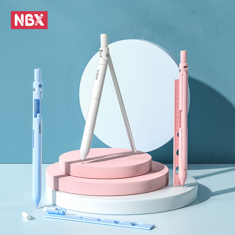 Compass Geometry Set - Nbxコンパス鉛筆学校描画ツール定規消しゴムセットプロフェッショナル数学幾何学コンパスキットステーショナリー用品0.7mmリード