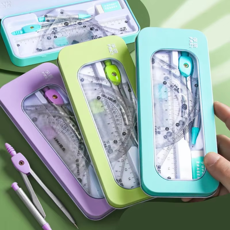 鉄製ケース入り数学幾何学セット、学生試験用製図道具、コンパス - Compass Geometry Set のレビューと価格