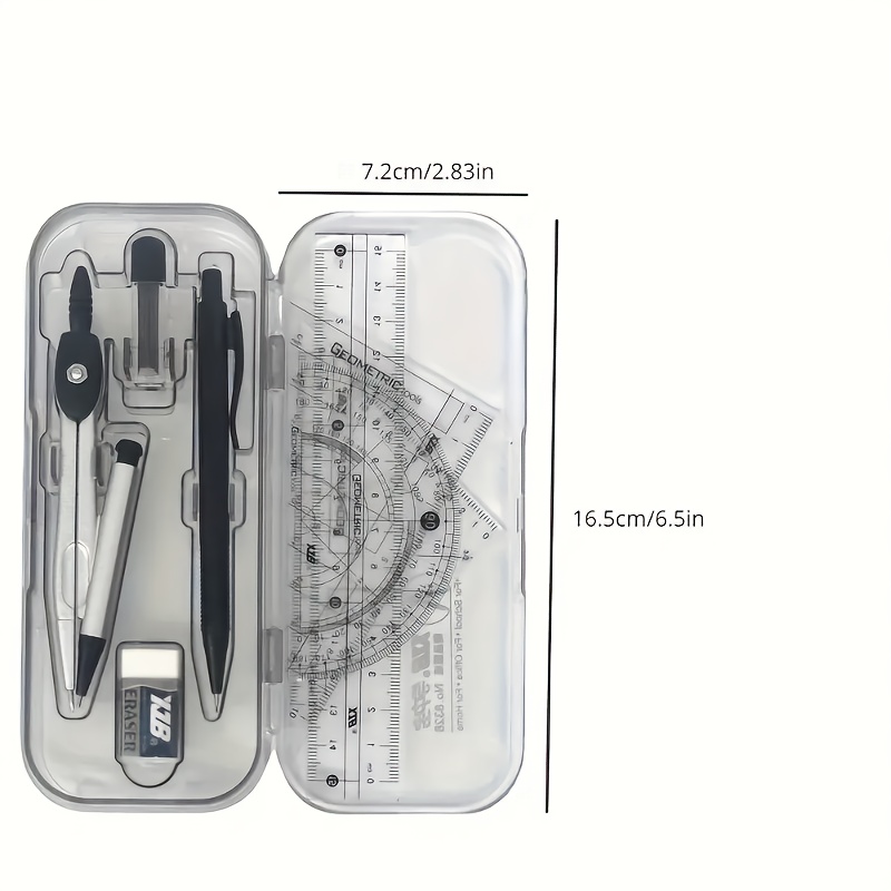 コンパス、定規、分度器を含む8 in 1数学幾何学キット、学 - Compass Geometry Set のレビューと価格