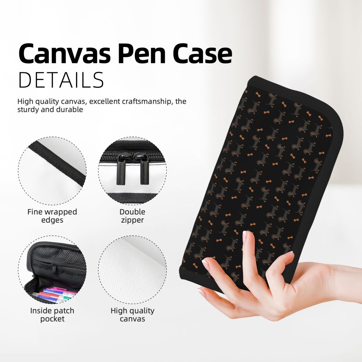 黒と茶色のダックスフントソーセージ犬鉛筆ケース学生用学校ペン - Tan Stationery & Office Supply のレビューと価格