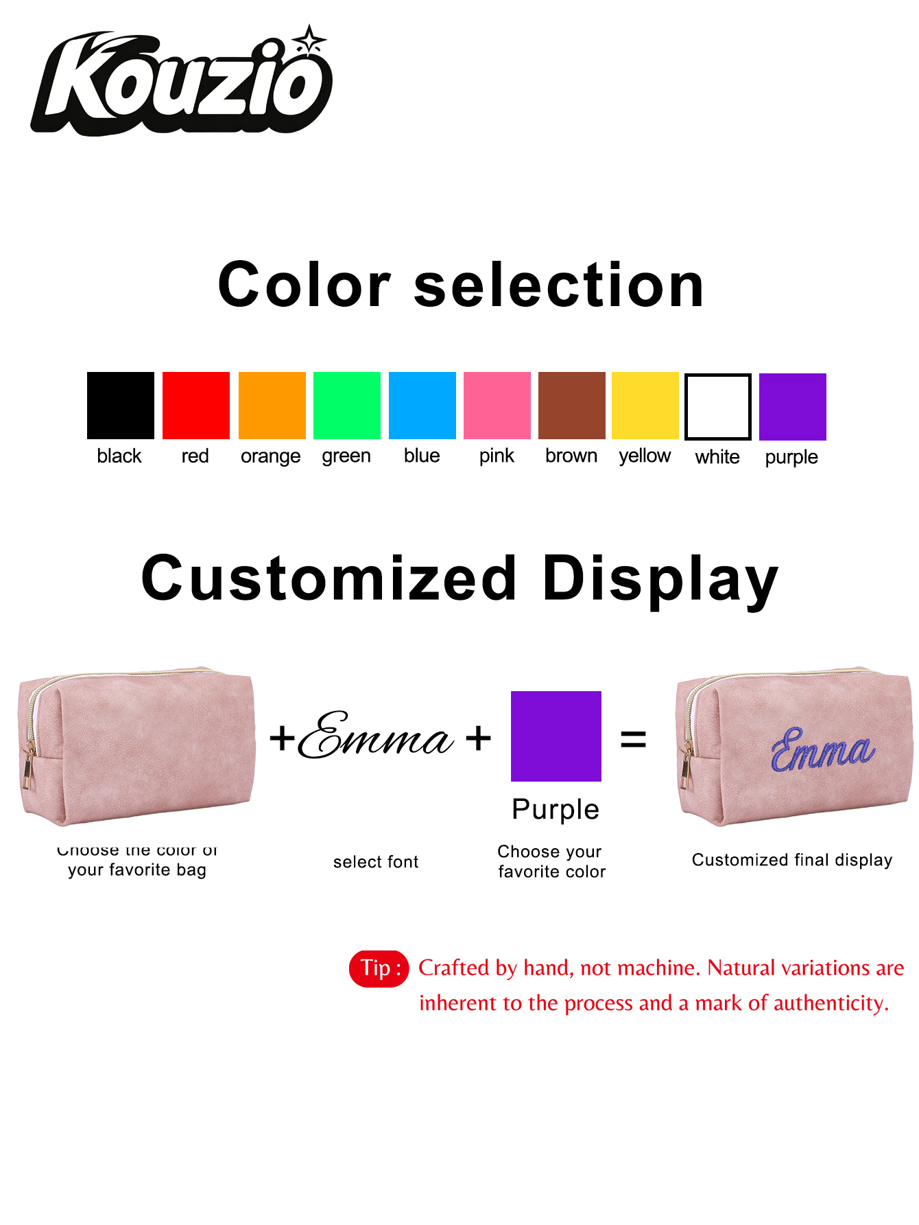 大きな正方形のフェイクスエード製カスタムテキスト刺繍ジッパー - Stationery Supply のレビューと価格