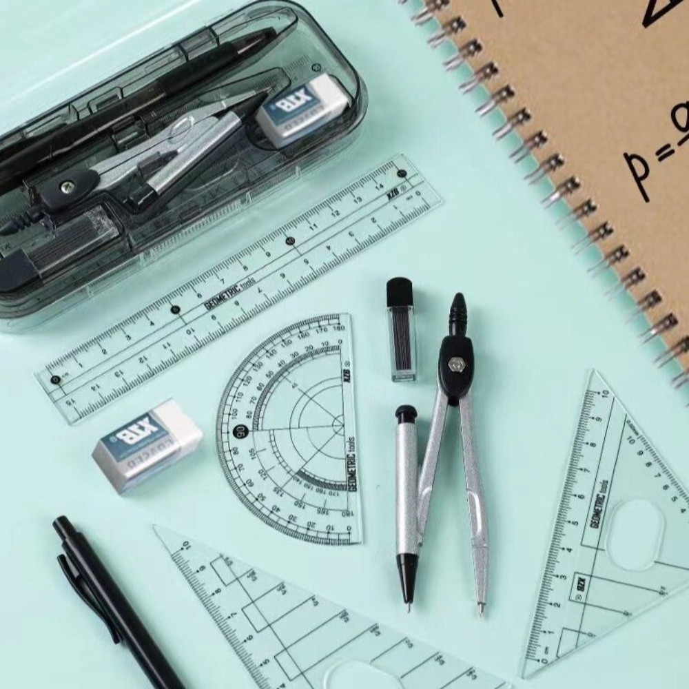 8点セット 多機能製図用コンパス定規キット 精密コンパクト幾 - Compass Geometry Set のレビューと価格