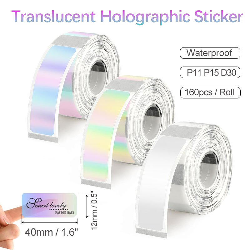 D30 透明ホログラフィック感熱ラベル紙 12*40 ミリメ - Label Printer Tape のレビューと価格